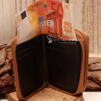 Geldbeutel klein - Kork braun Herzen Motiv bunt 16 Fächer